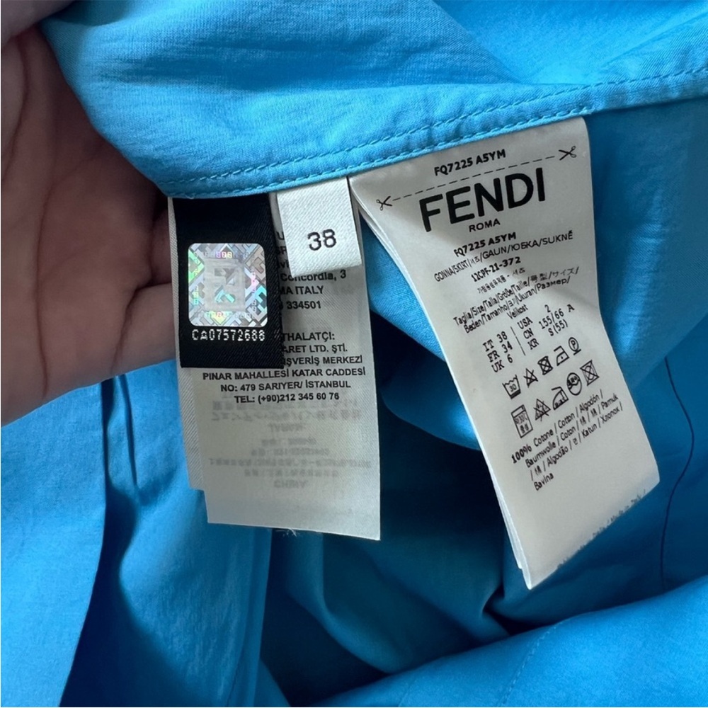 Authentic Fendi Light Blue Drawstring Skirt with Pocket - Picture 2 of 15